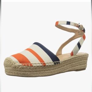 Franco Sarto Women's Lariza Espadrille Platform Sandal, Orange/Navy Size 8